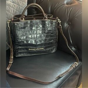 Dooney & Bourke Dark Croc Embossed Satchel